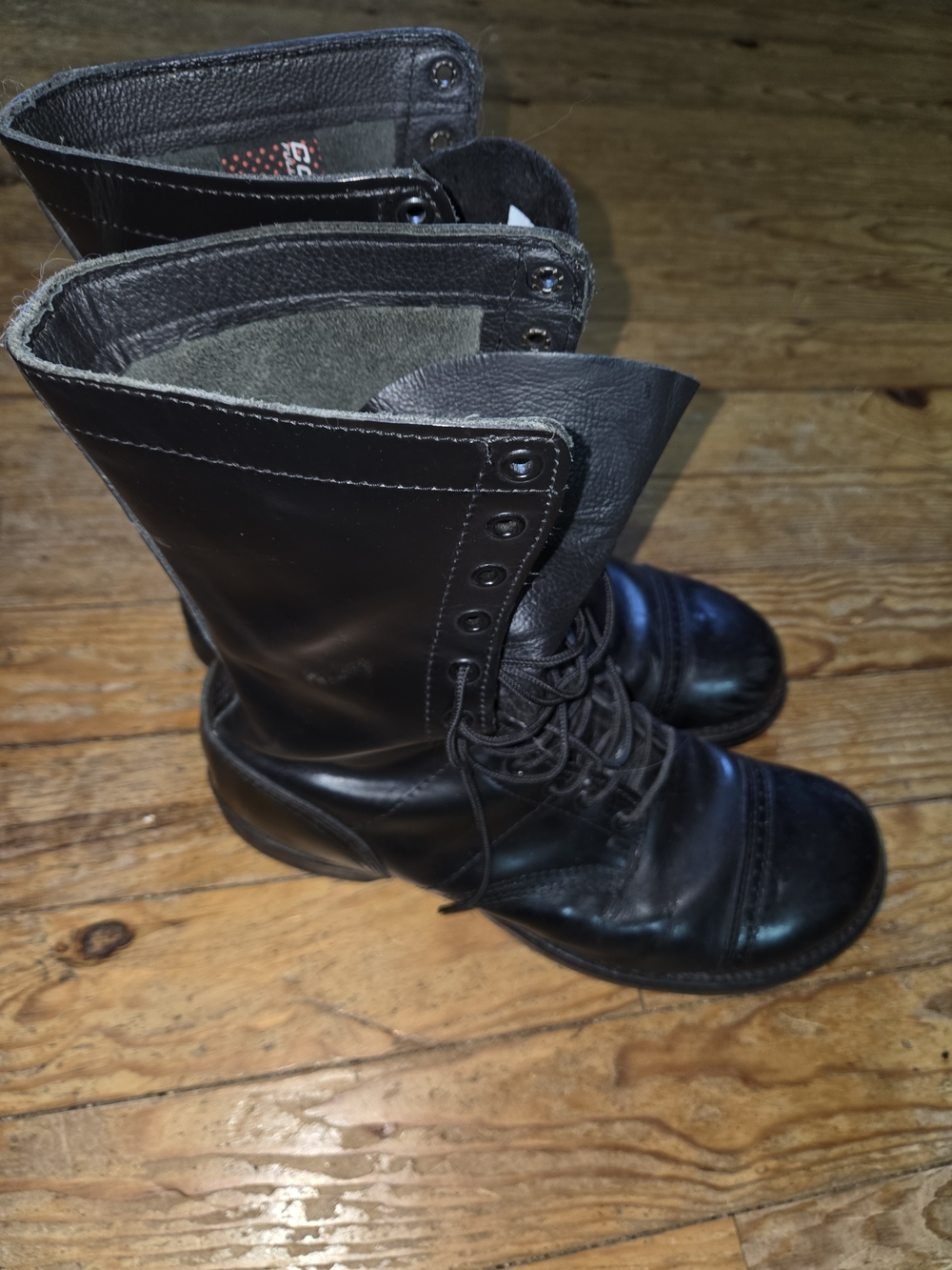 Men's Black Leather Lace-Up Combat Boots
